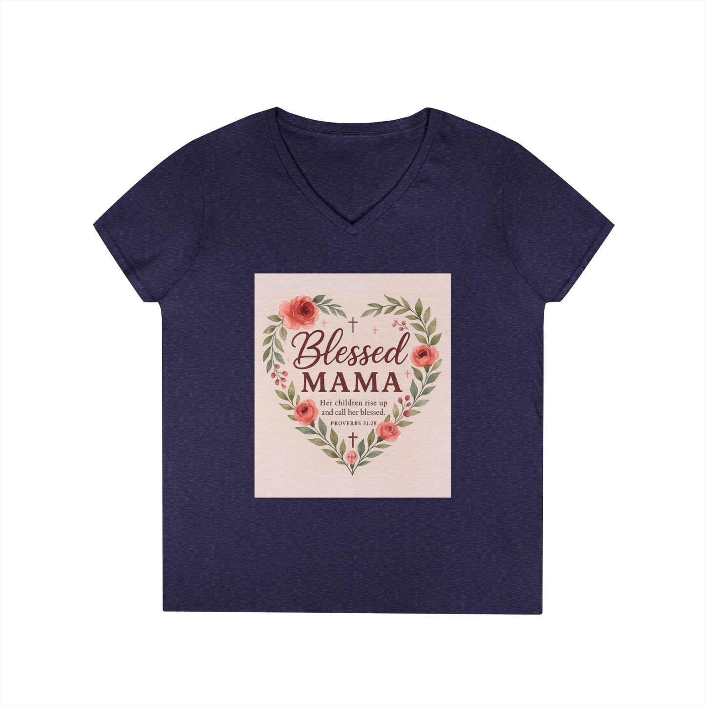 Blessed Mama V-Neck T-Shirt - Perfect Gift for Moms