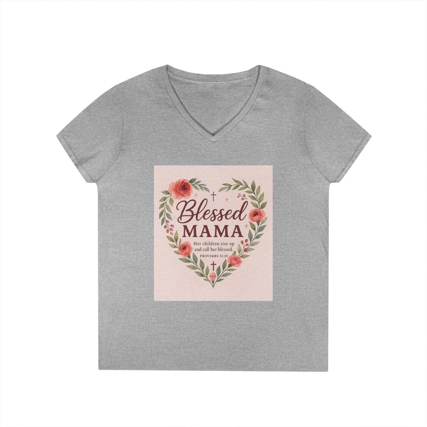 Blessed Mama V-Neck T-Shirt - Perfect Gift for Moms