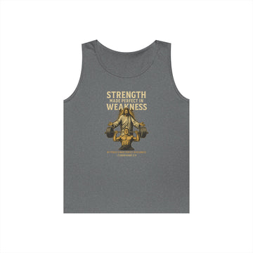 Strength and Faith Unisex Heavy Cotton Tank Top, Workout Tank, Spiritual Fitness Apparel, Inspirational Tank, Motivational Gift