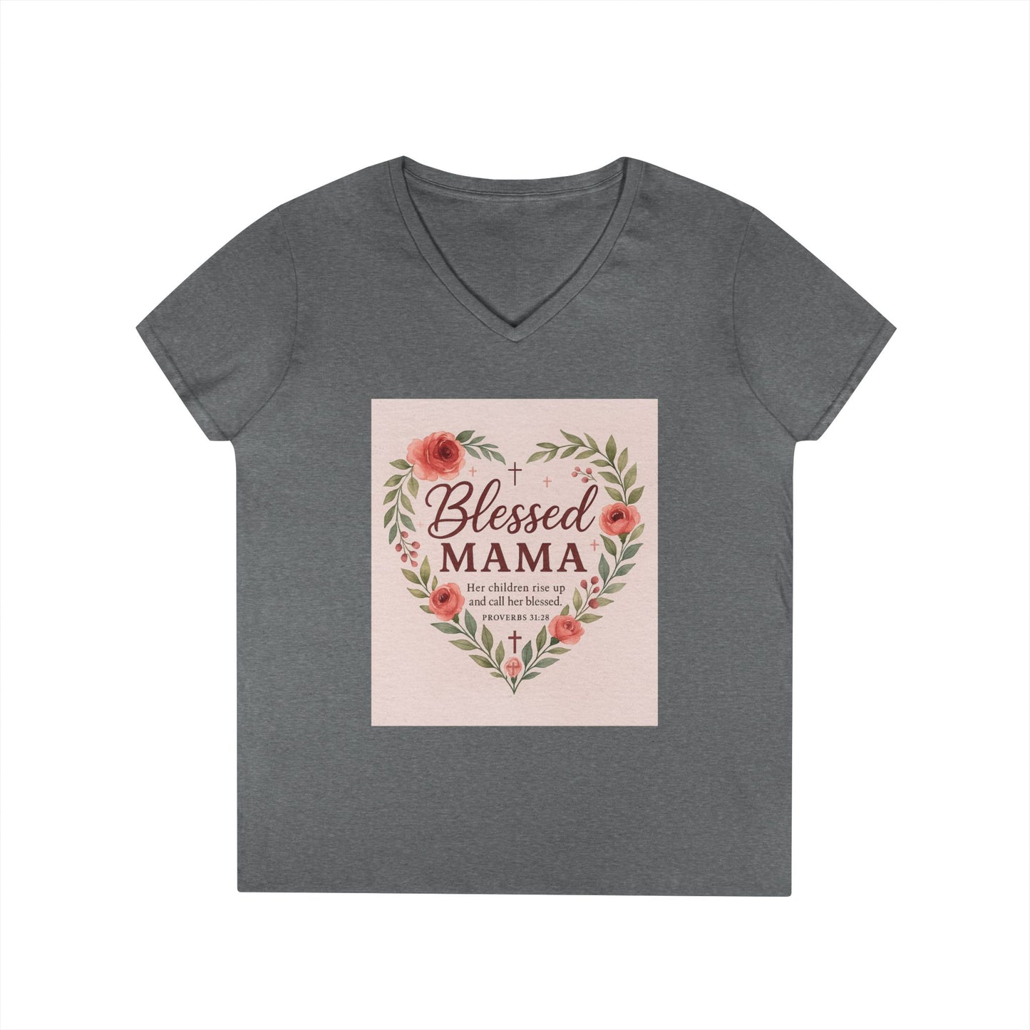 Blessed Mama V-Neck T-Shirt - Perfect Gift for Moms