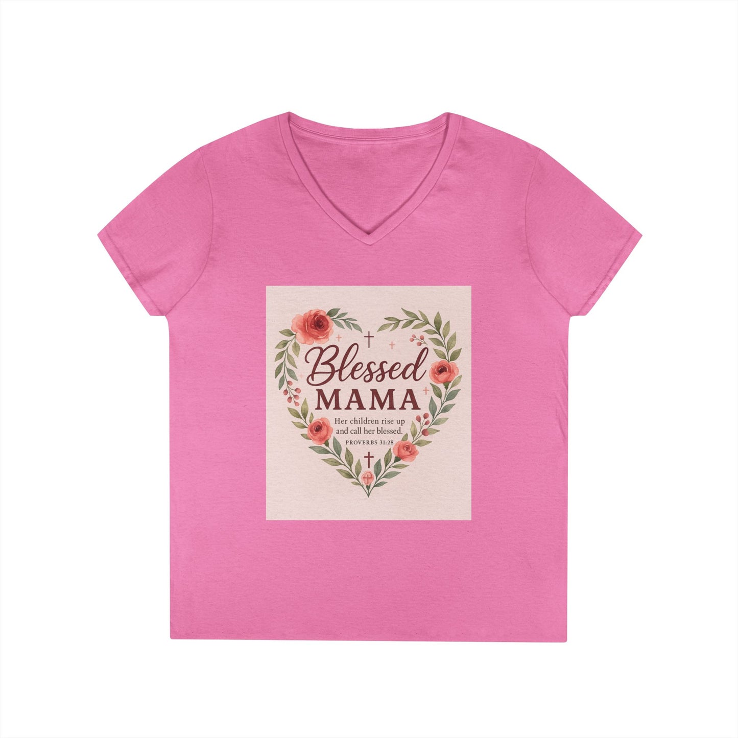 Blessed Mama V-Neck T-Shirt - Perfect Gift for Moms