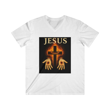 Men's V-Neck Jesus Graphic Tee - Faith & Inspiration Shirt