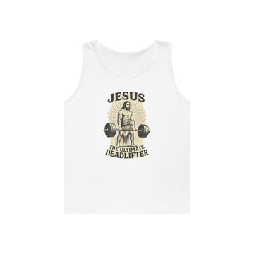 Jesus the Ultimate Deadlifter Tank Top, Christian Fitness Apparel, Workout Shirt, Unisex Gym Tee, Rise of the Remnant Gear