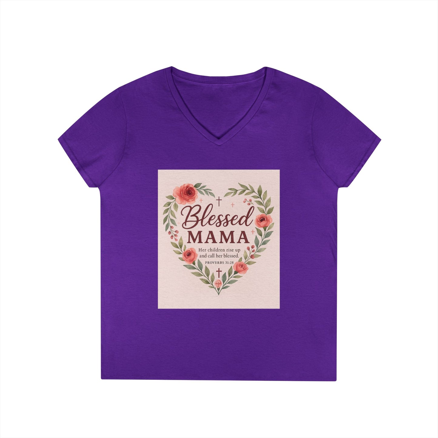 Blessed Mama V-Neck T-Shirt - Perfect Gift for Moms