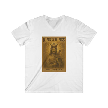 King of Kings Men's V-Neck Tee - Faith-Inspired Short Sleeve Shirt