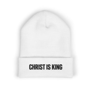 Classic Cuffed Beanie - Christ is King, Embroidered Winter Hat, Christian Beanie, Faith-Based Gift, Winter Fashion, Religious Apparel