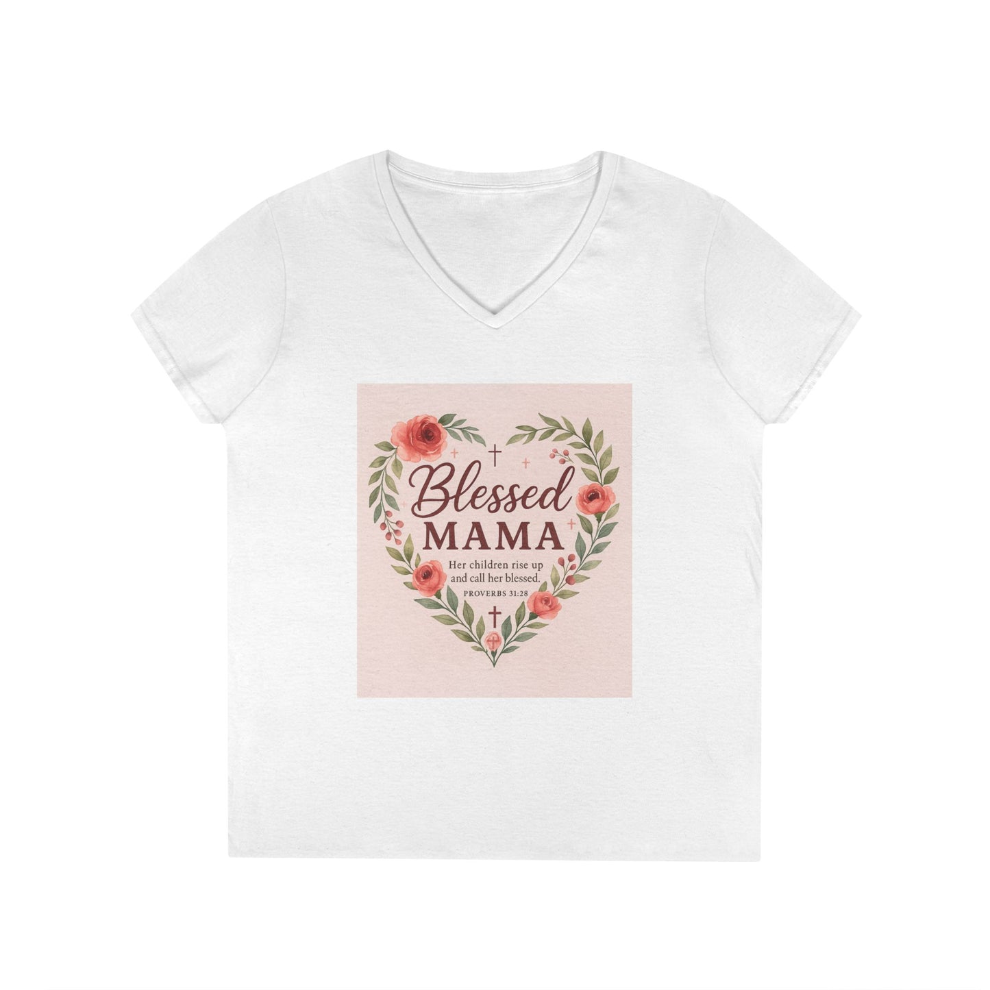 Blessed Mama V-Neck T-Shirt - Perfect Gift for Moms