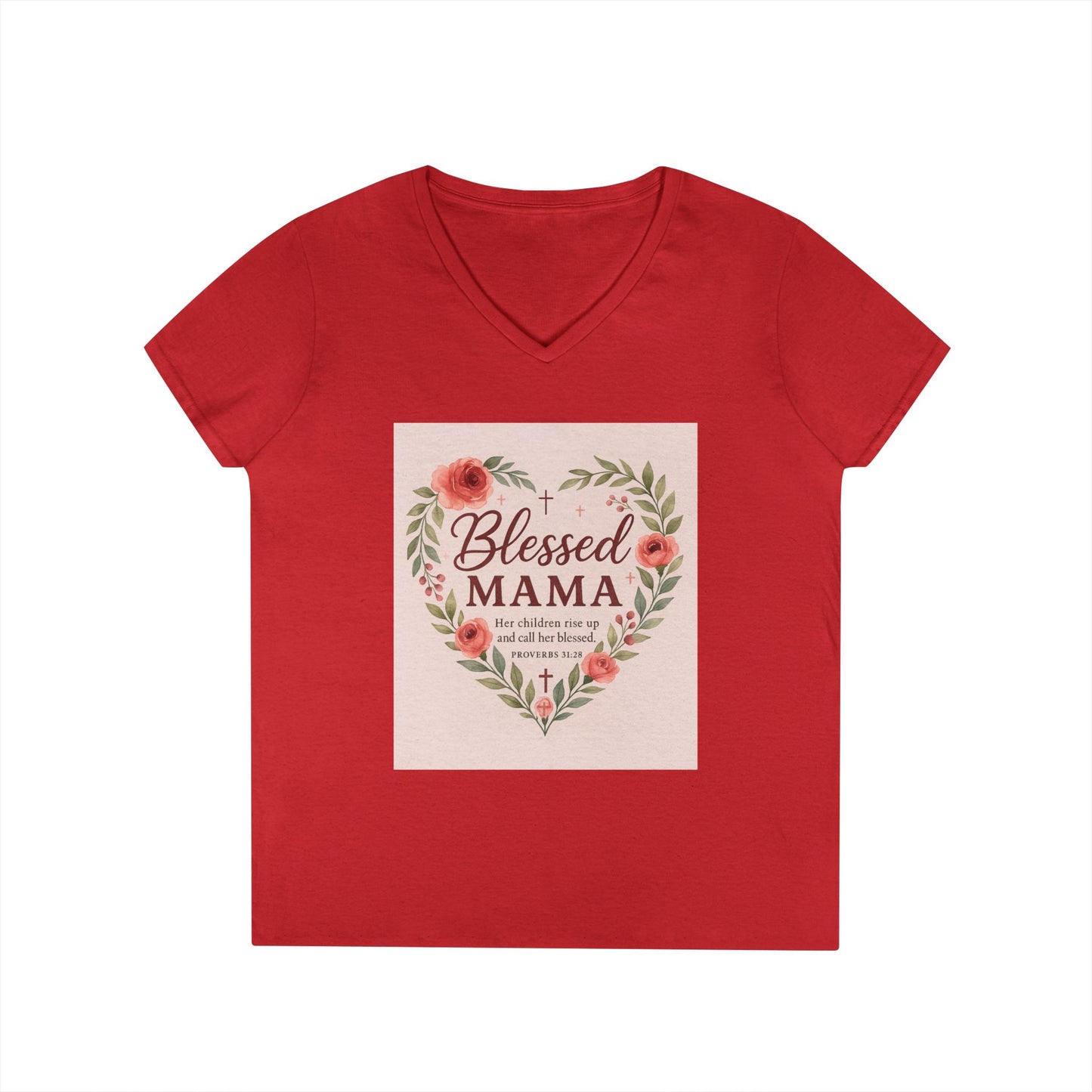 Blessed Mama V-Neck T-Shirt - Perfect Gift for Moms
