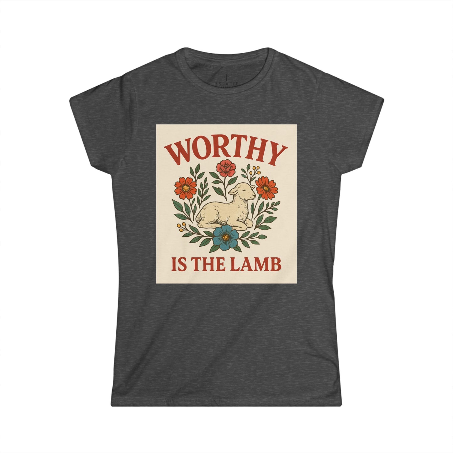Worthy is the Lamb Women's Softstyle Tee - Vintage Floral Graphic T-Shirt