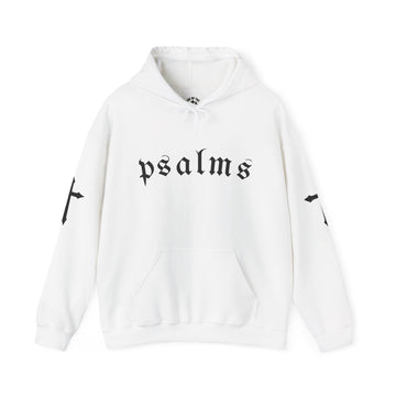 Christian Inspirational Hoodie, Unisex Heavy Blend Sweatshirt with Psalms, Cross Design, Perfect for Faith Celebrations & Every Day