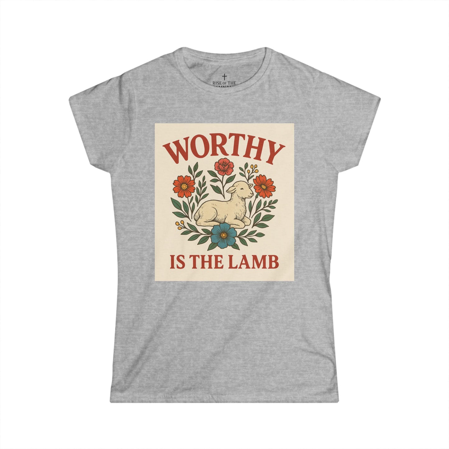 Worthy is the Lamb Women's Softstyle Tee - Vintage Floral Graphic T-Shirt