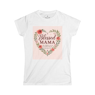 Blessed Mama Floral Women&#039;s Softstyle Tee – Perfect Gift for Moms