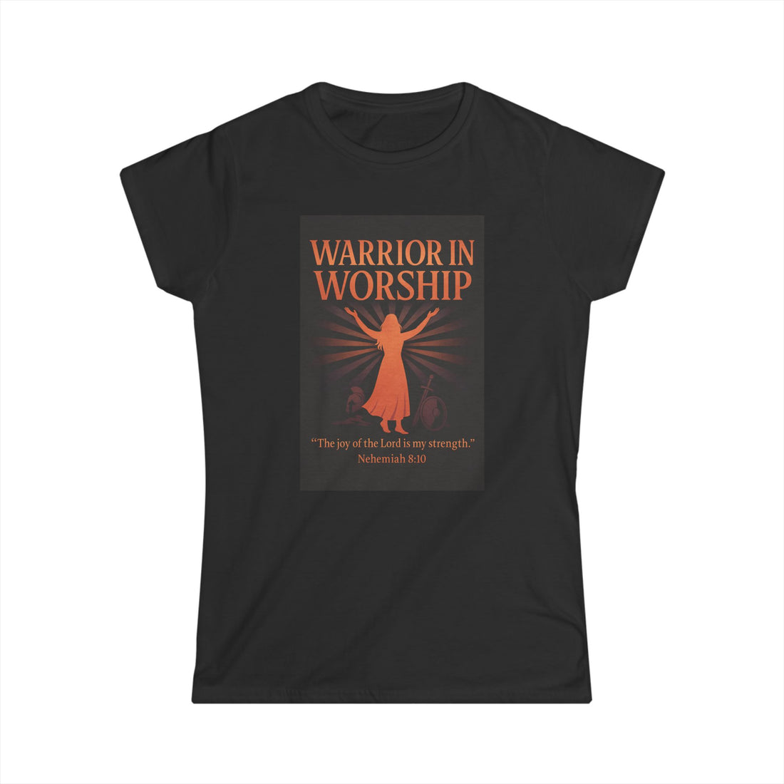 Women's Faith-Based Tee, Inspirational T-Shirt, Warrior in Worship Design, Christian Apparel, Gift for Women, Spiritual Top, [...]