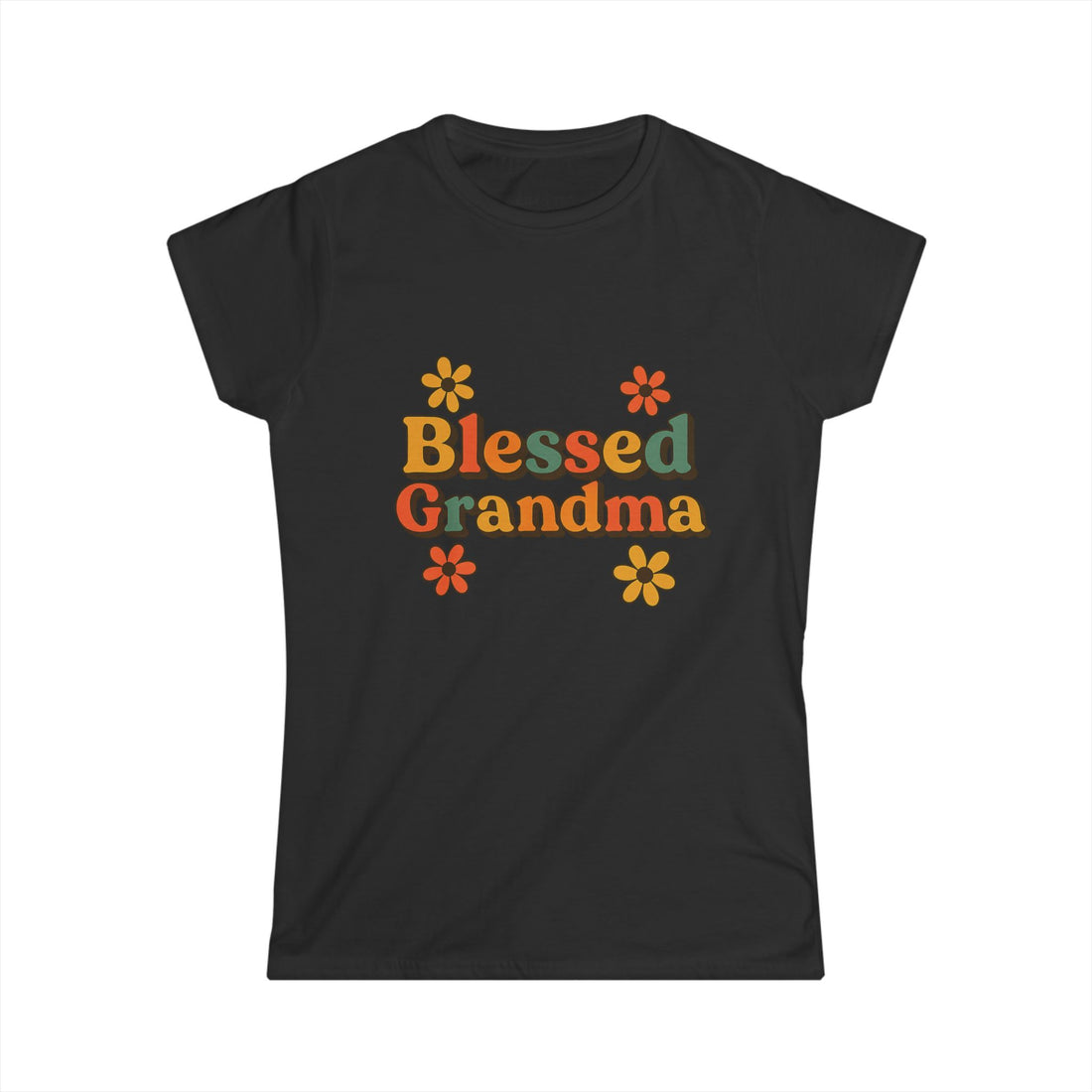 Blessed Grandma Women's Softstyle Tee - Floral Design for Loving Grandmothers
