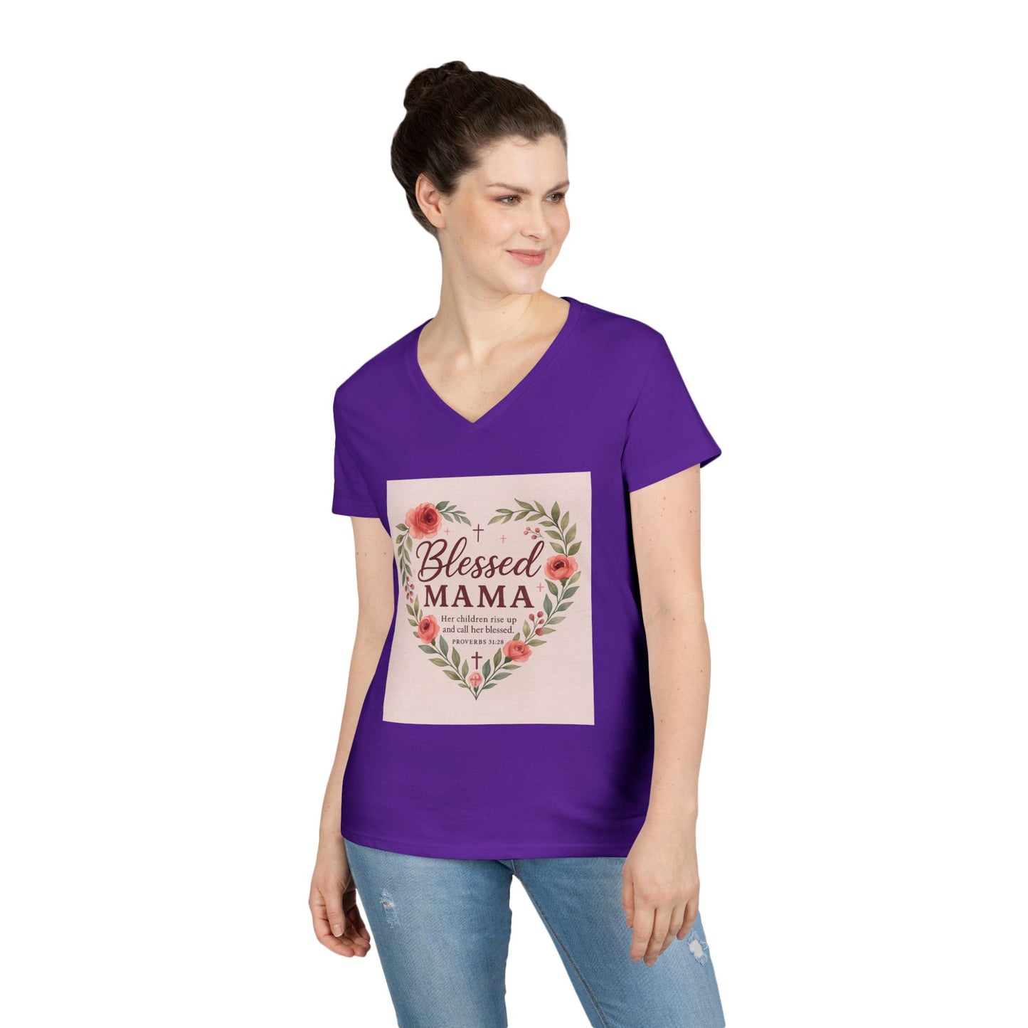 Blessed Mama V-Neck T-Shirt - Perfect Gift for Moms