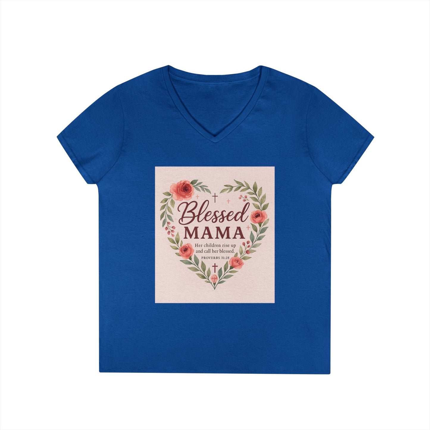 Blessed Mama V-Neck T-Shirt - Perfect Gift for Moms