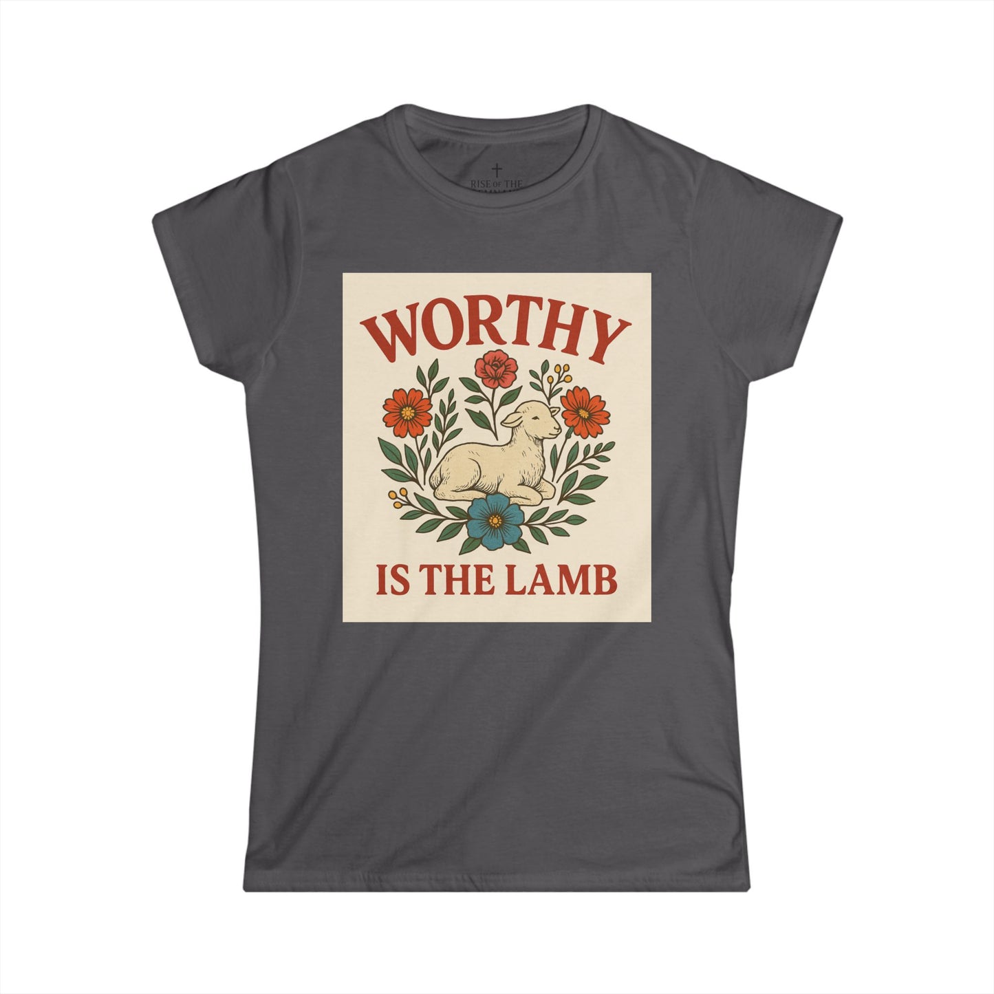 Worthy is the Lamb Women's Softstyle Tee - Vintage Floral Graphic T-Shirt