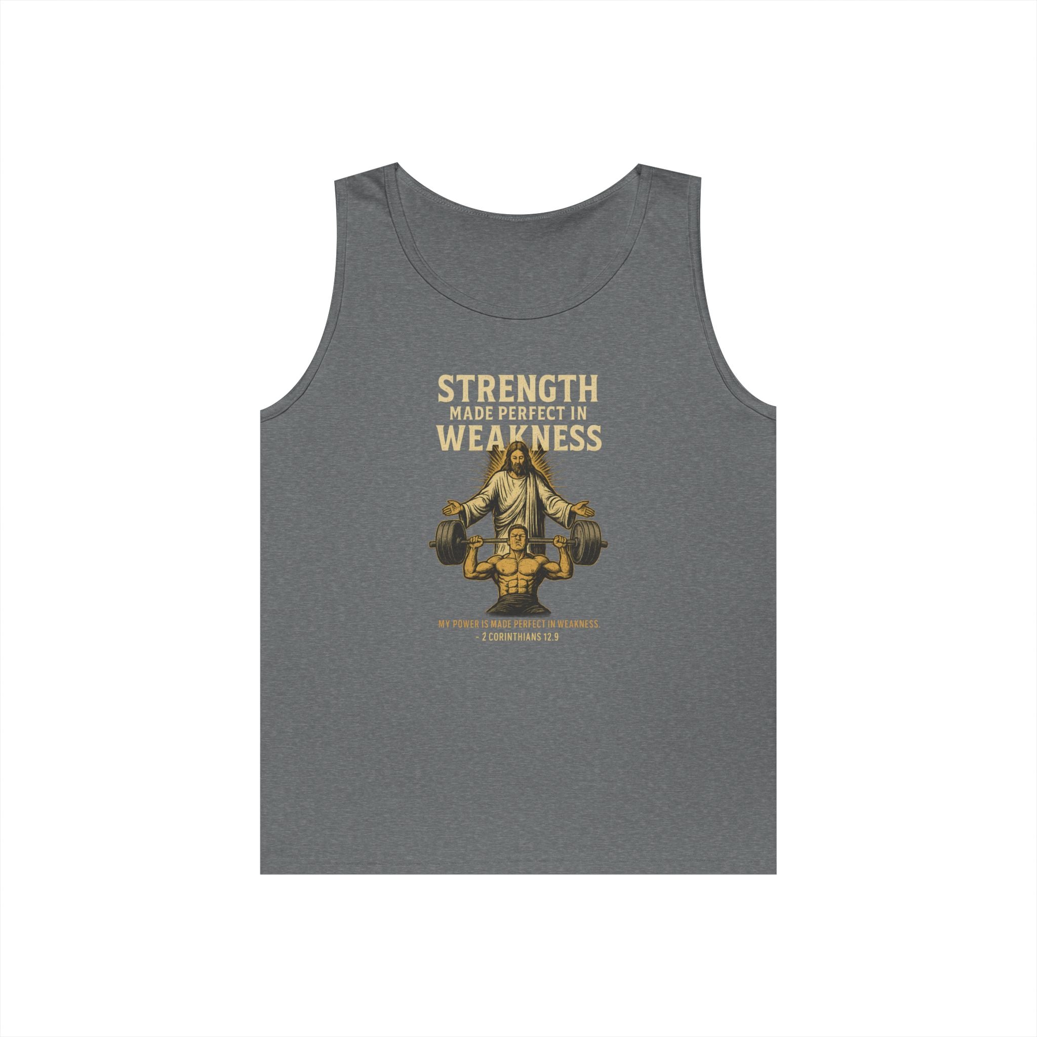 Strength and Faith Unisex Heavy Cotton Tank Top, Workout Tank, Spiritual Fitness Apparel, Inspirational Tank, Motivational Gift