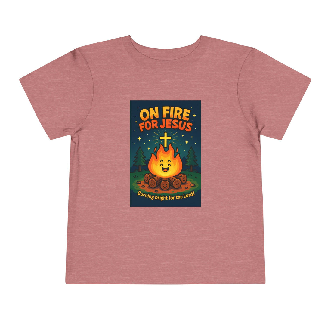 On Fire for Jesus Toddler Tee - Bright Christian Short Sleeve Shirt