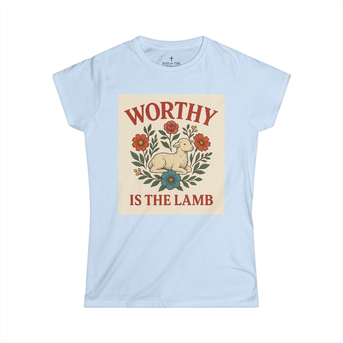 Worthy is the Lamb Women's Softstyle Tee - Vintage Floral Graphic T-Shirt