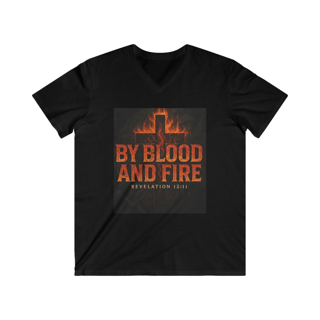Revelation Inspired Men's V-Neck Tee - By Blood and Fire