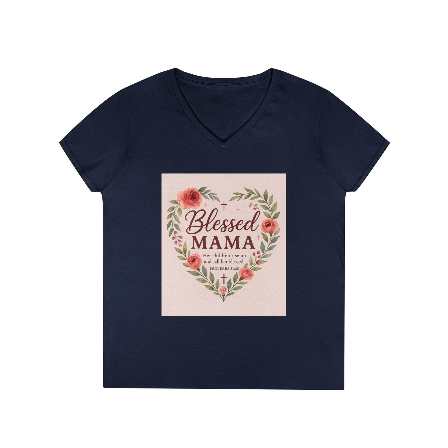 Blessed Mama V-Neck T-Shirt - Perfect Gift for Moms