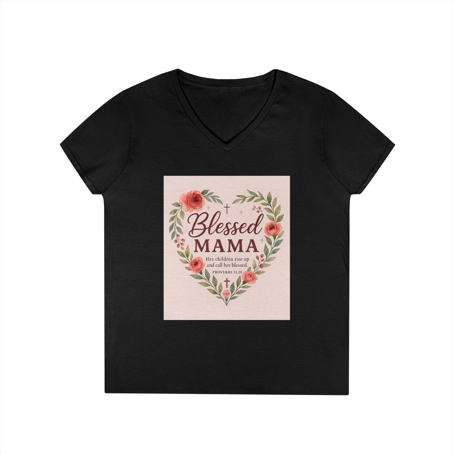 Blessed Mama V-Neck T-Shirt - Perfect Gift for Moms