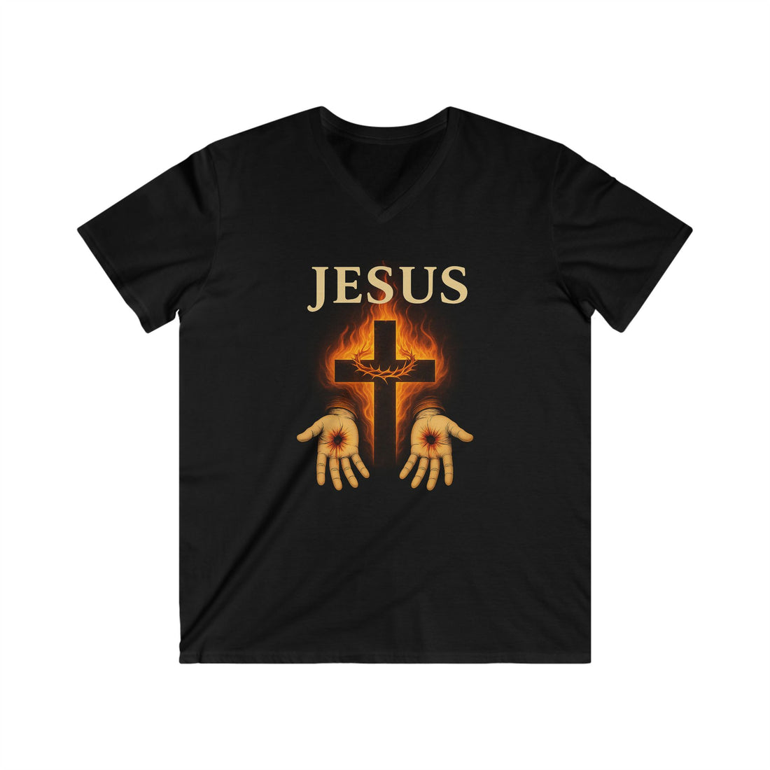 Men's V-Neck Jesus Graphic Tee - Faith & Inspiration Shirt