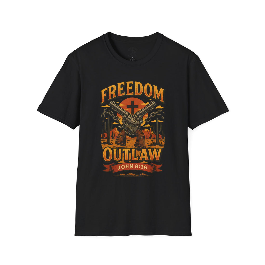 Freedom Outlaw Unisex Softstyle T-Shirt, Inspirational Tee, Christian Apparel, Faith-Based Gift, Casual Wear, Summer Fashion