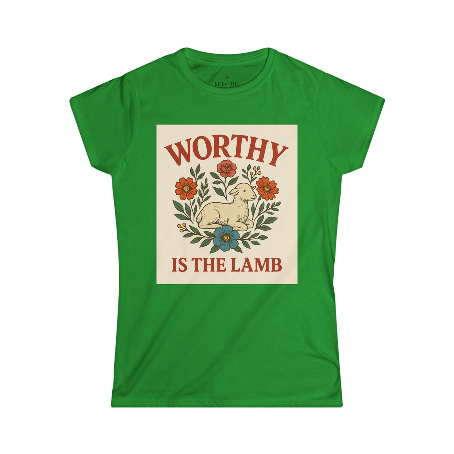 Worthy is the Lamb Women's Softstyle Tee - Vintage Floral Graphic T-Shirt