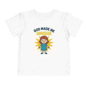 Toddler Short Sleeve Tee - "God Made Me Unique" Kids T-Shirt