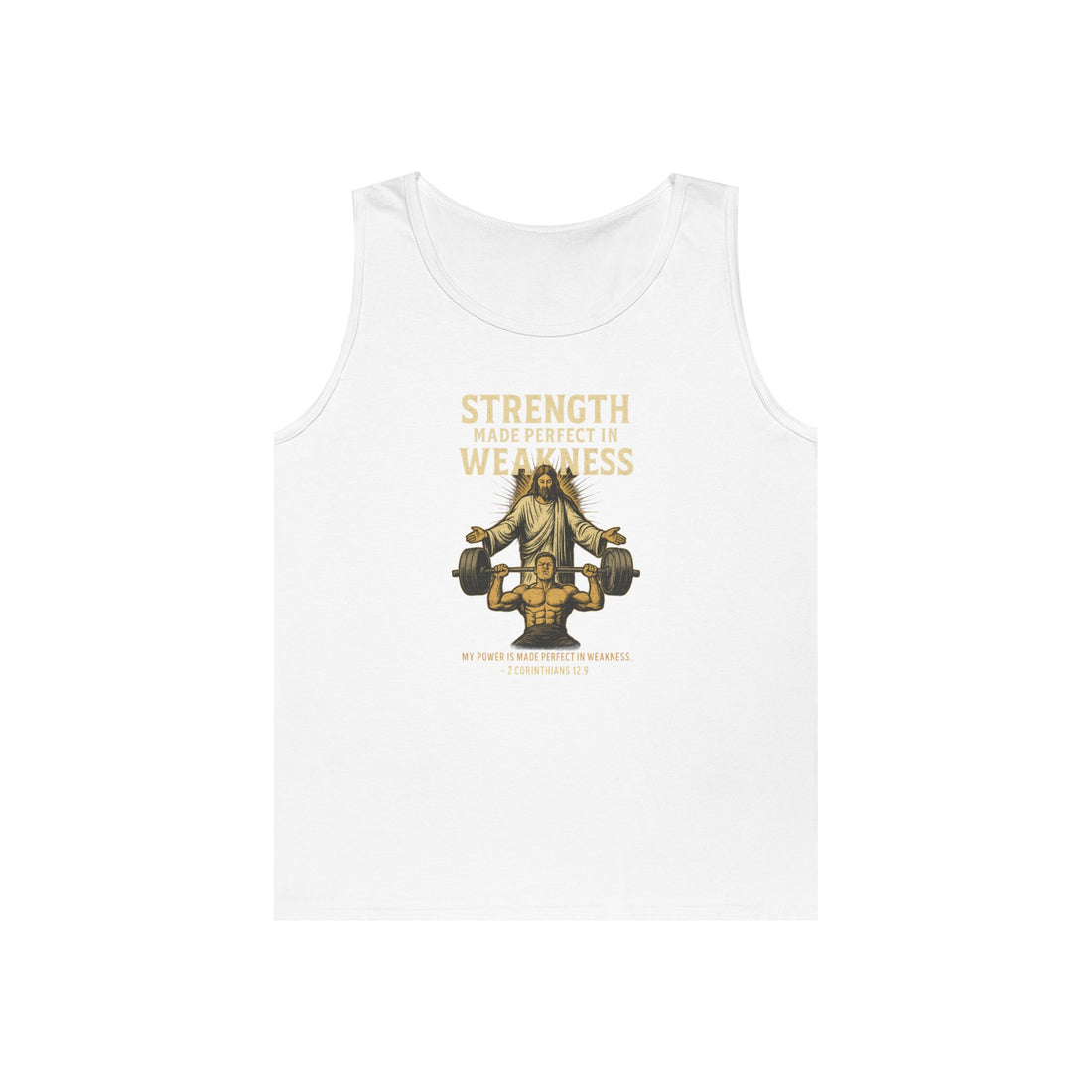 Strength and Faith Unisex Heavy Cotton Tank Top, Workout Tank, Spiritual Fitness Apparel, Inspirational Tank, Motivational Gift