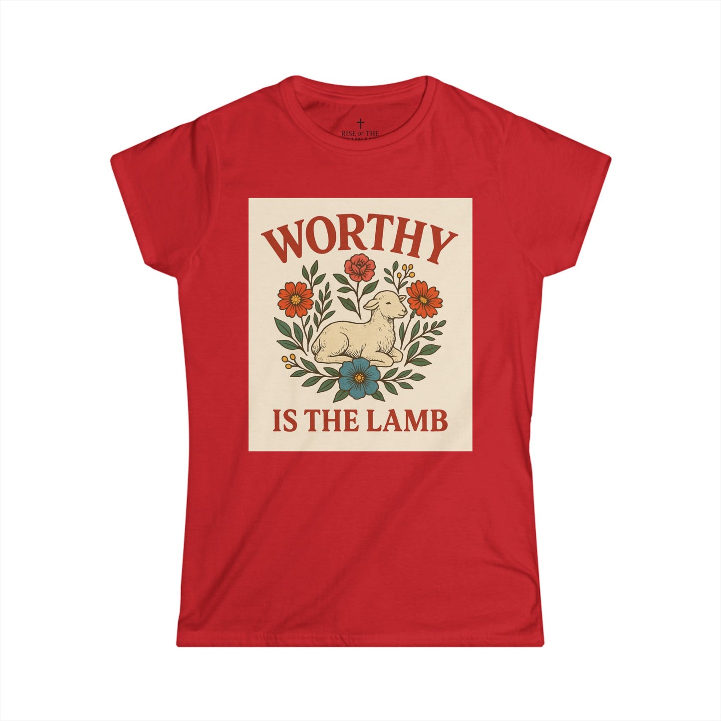 Worthy is the Lamb Women's Softstyle Tee - Vintage Floral Graphic T-Shirt