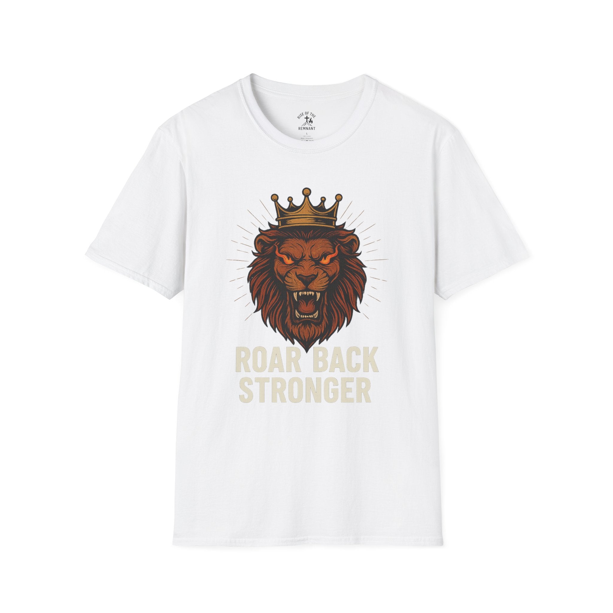 Bold Lion Graphic T-Shirt, Roar Back Stronger Tee, Faith-Based Apparel, Positive Affirmation Shirt, Inspirational T-Shirt