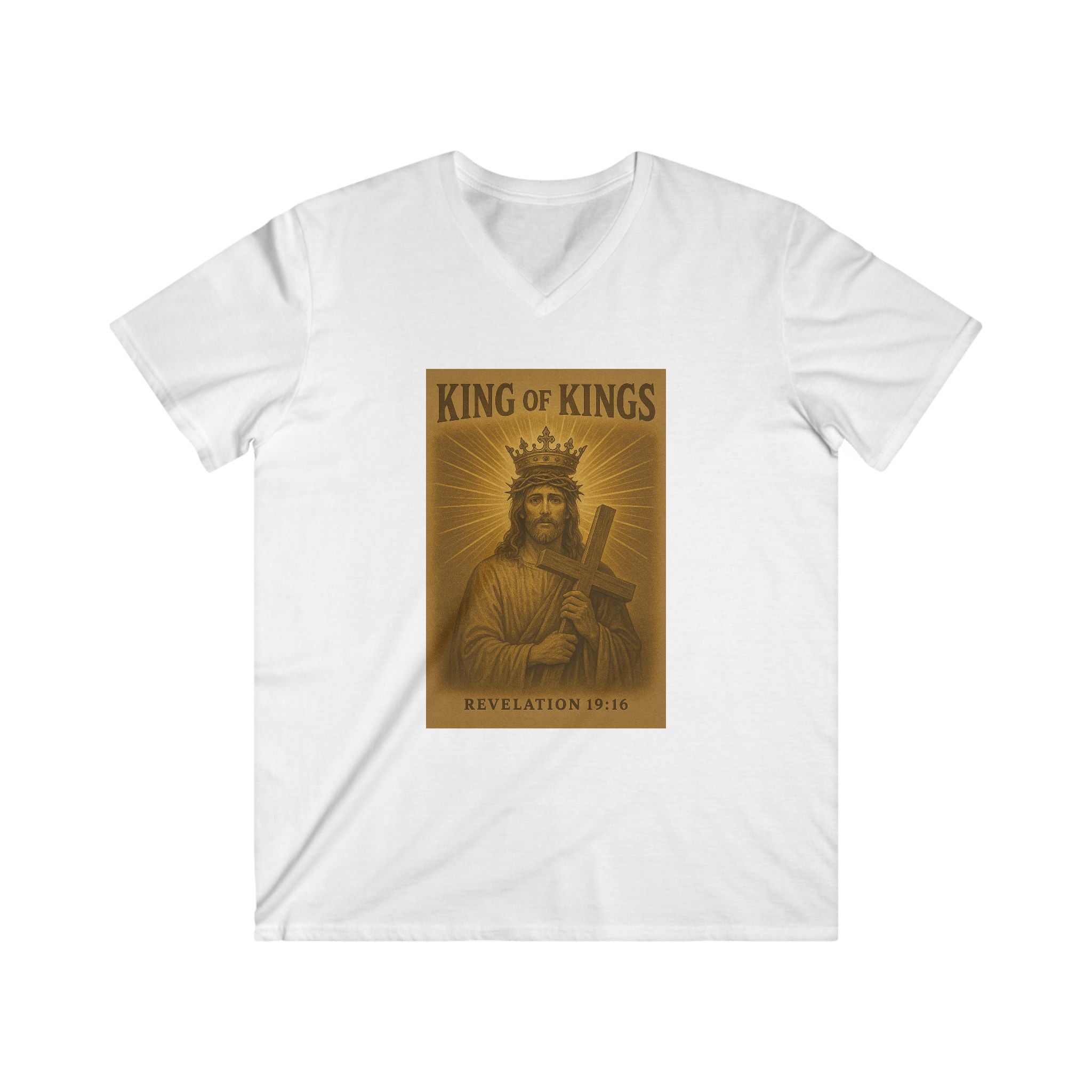 King of Kings Men's V-Neck Tee - Faith-Inspired Short Sleeve Shirt