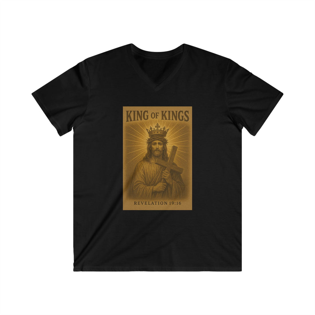 King of Kings Men's V-Neck Tee - Faith-Inspired Short Sleeve Shirt