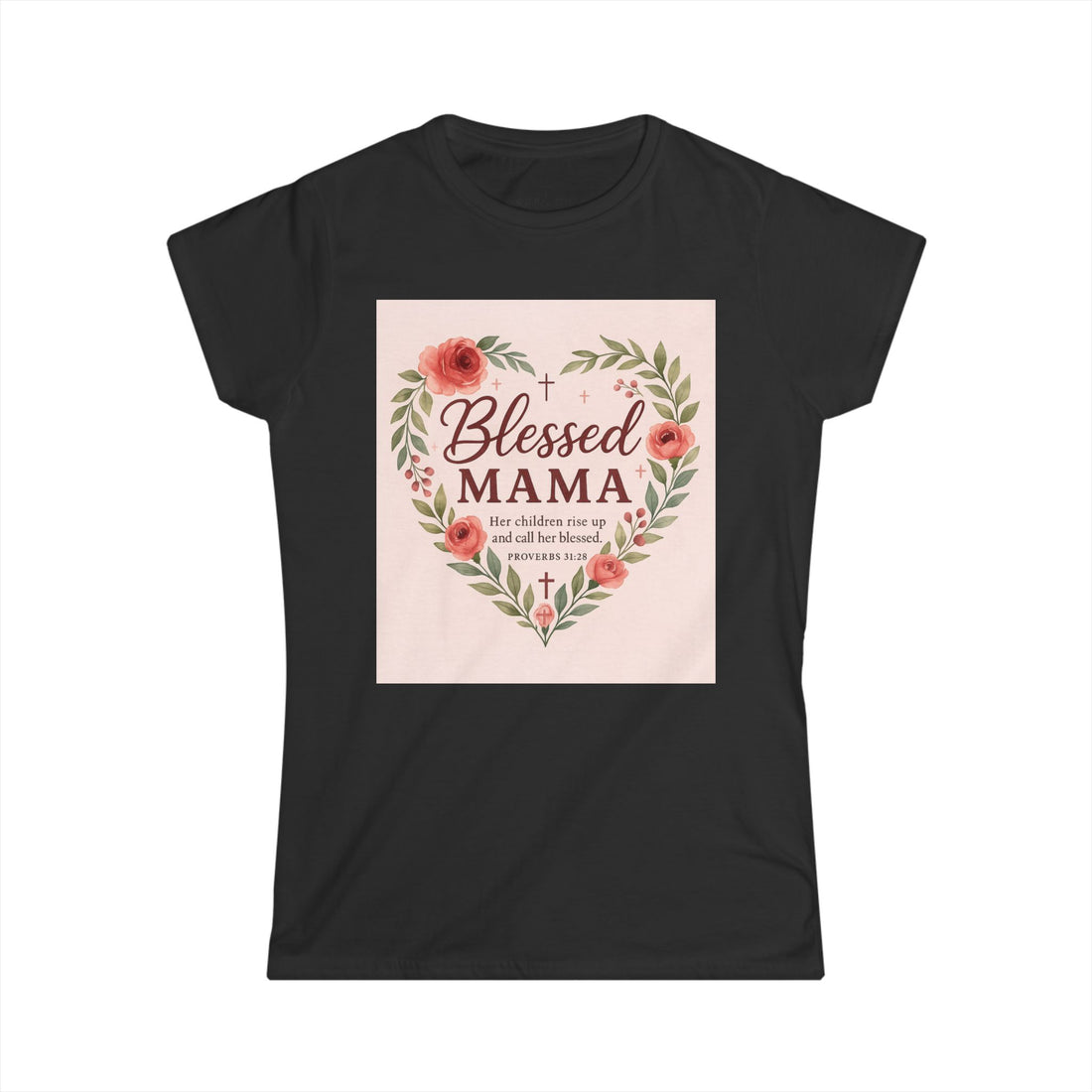 Blessed Mama Floral Women&#039;s Softstyle Tee – Perfect Gift for Moms
