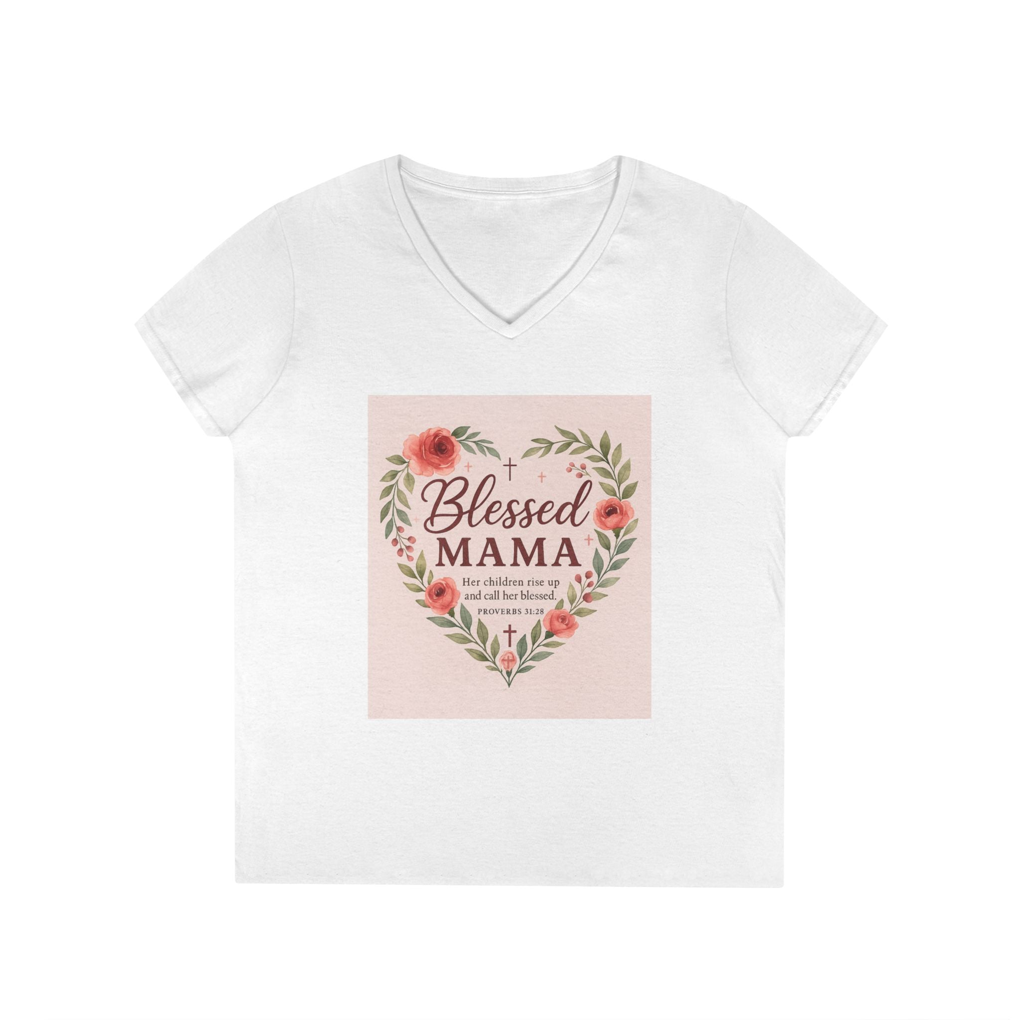 Blessed Mama V-Neck T-Shirt - Perfect Gift for Moms