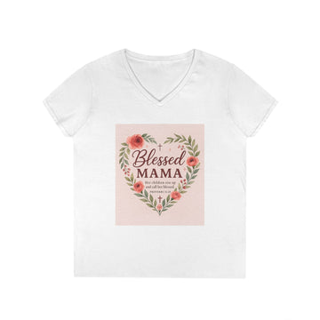 Blessed Mama V-Neck T-Shirt - Perfect Gift for Moms