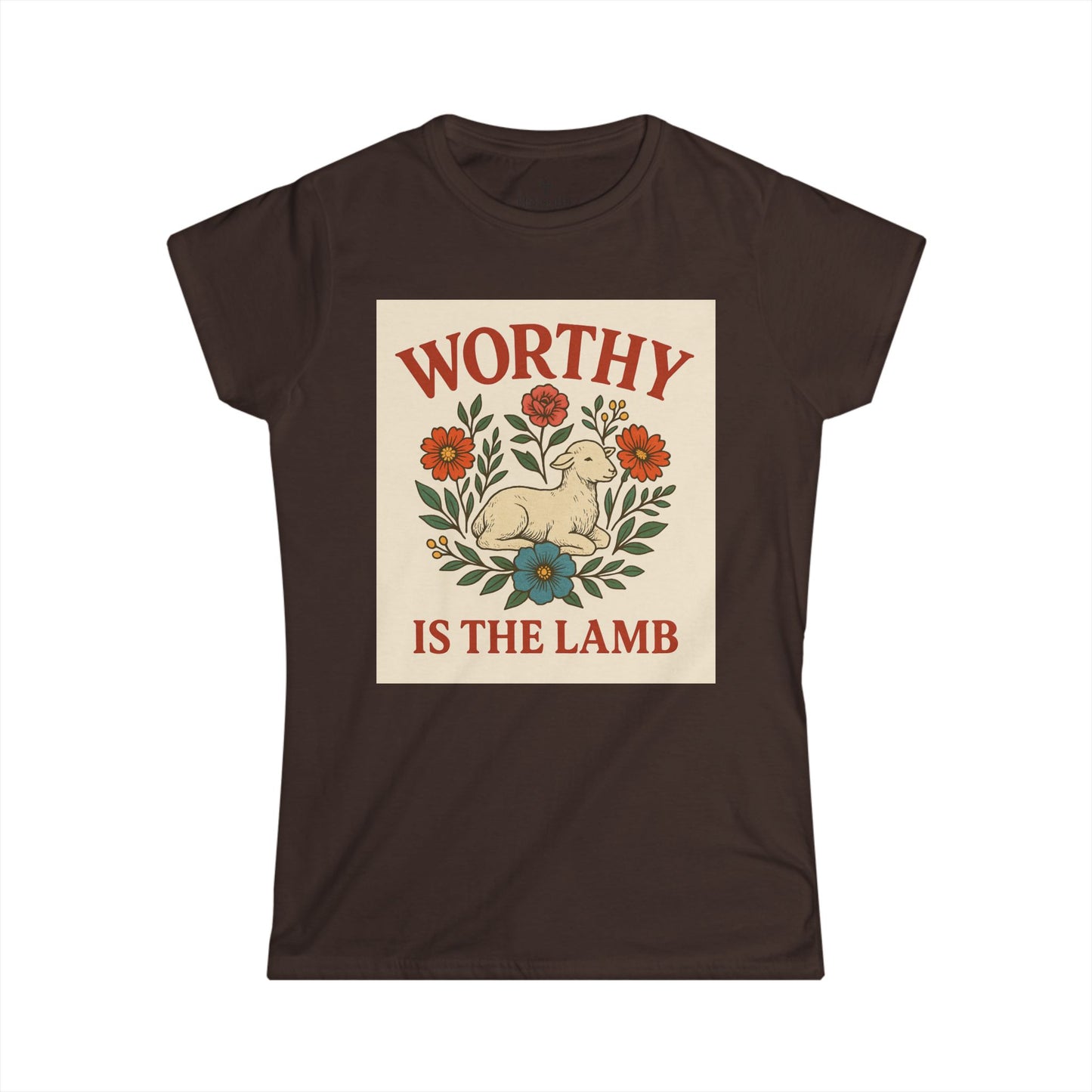 Worthy is the Lamb Women's Softstyle Tee - Vintage Floral Graphic T-Shirt