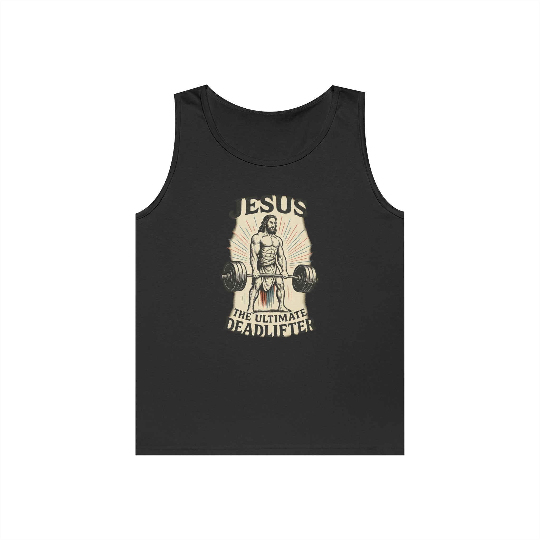 Jesus the Ultimate Deadlifter Tank Top, Christian Fitness Apparel