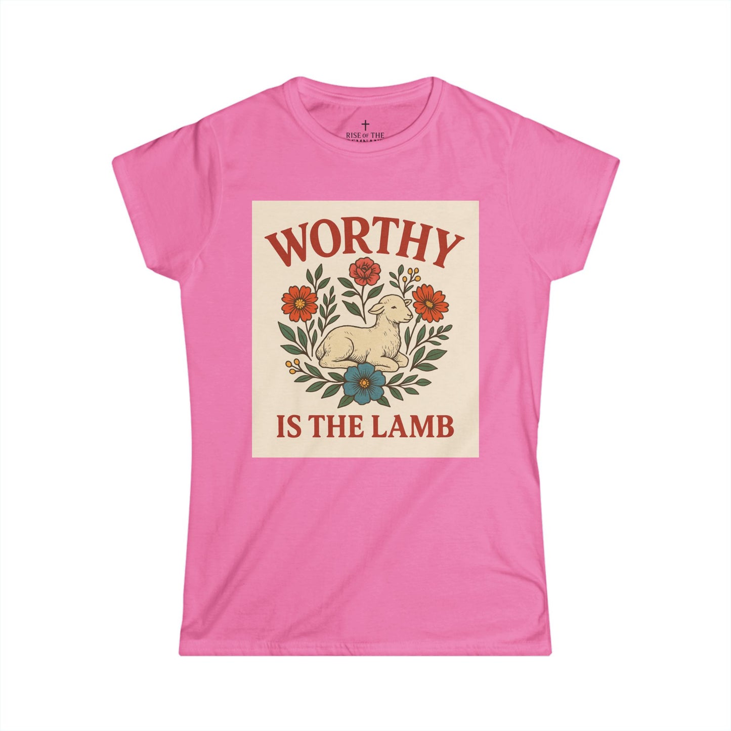 Worthy is the Lamb Women's Softstyle Tee - Vintage Floral Graphic T-Shirt
